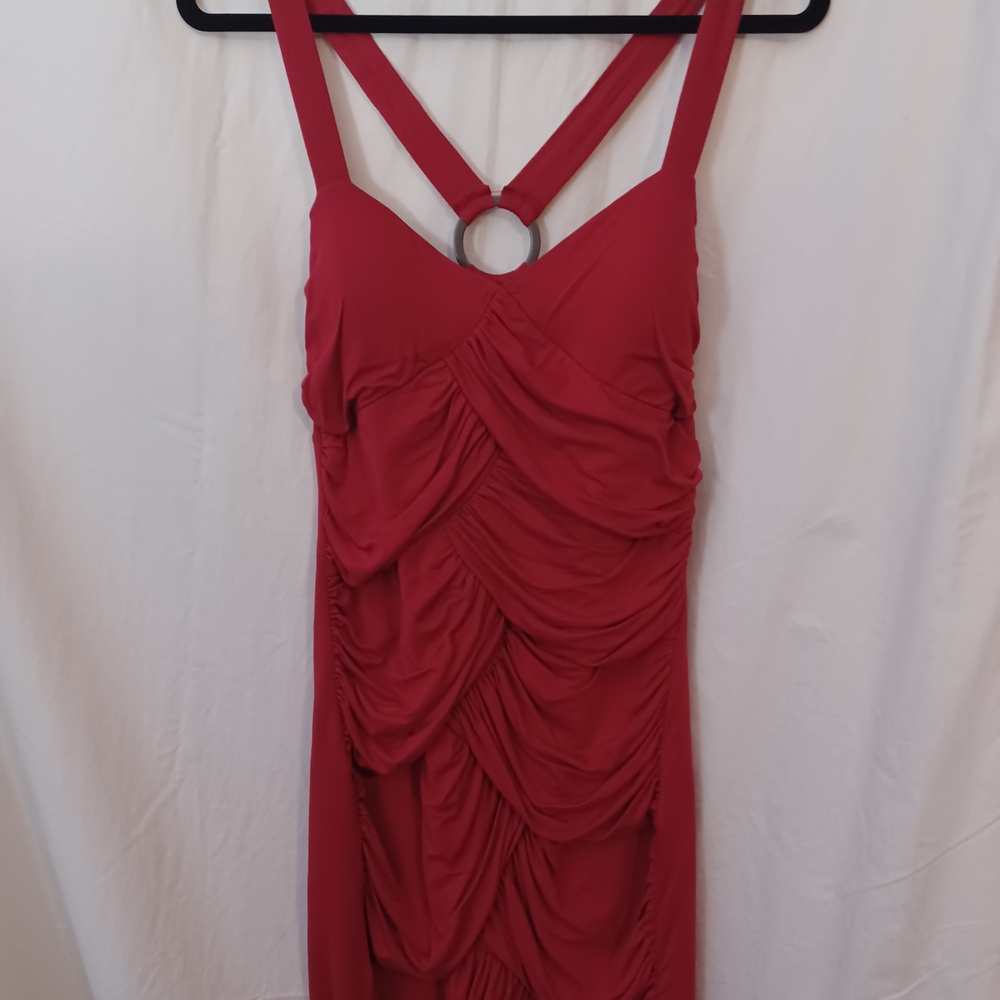 PLAYBOY Red Backless Ruched Dress